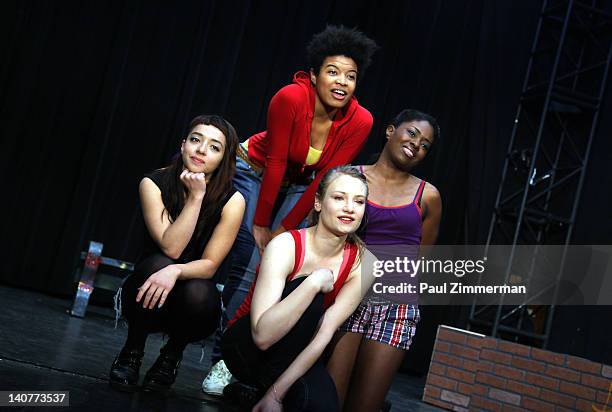 Angelina Prendergast, Daphne Gabriel, Clara Gabrielle and Jameelah Nuriddin perform at the "Innocent Flesh" cast photo call at the Actors Temple...