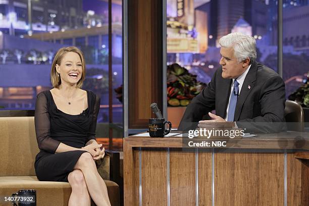 Episode 4042 -- Pictured: Actress/director Jodie Foster during an interview with host Jay Leno on May 13, 2011 -- Photo by: Stacie McChesney/NBC/NBCU...