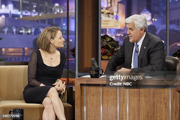 Episode 4042 -- Pictured: Actress/director Jodie Foster during an interview with host Jay Leno on May 13, 2011 -- Photo by: Stacie McChesney/NBC/NBCU...