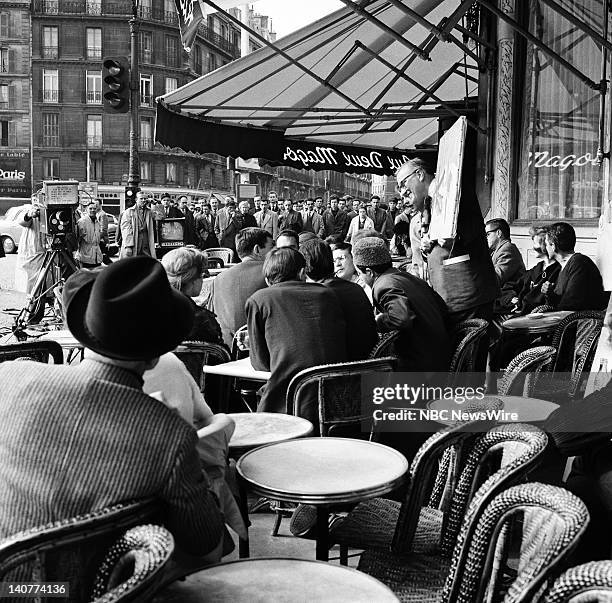 In Paris 1959" -- Pictured: NBC News' Dave Garroway at Les Deux Magots cafe in Saint-Germain-des-Prés, Paris, France from April 27 - May 1, 1959 --...