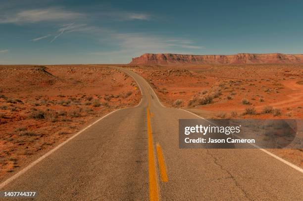 vast desert road - strada del deserto foto e immagini stock