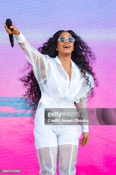 Performs on the main stage during Wireless Festival at Finsbury Park on July 08, 2022 in London, England.