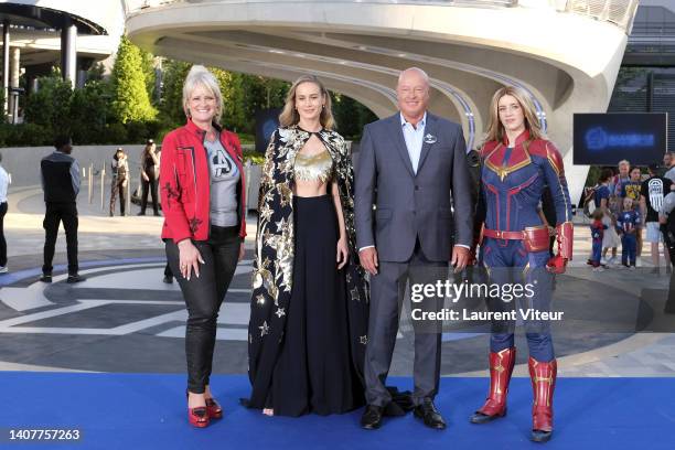 President of Dinseyland Paris Natacha Rafalski, Actress Brie Larson and Ceo of Disney Bob Chapek attend Marvel Avengers Campus opening ceremony at...