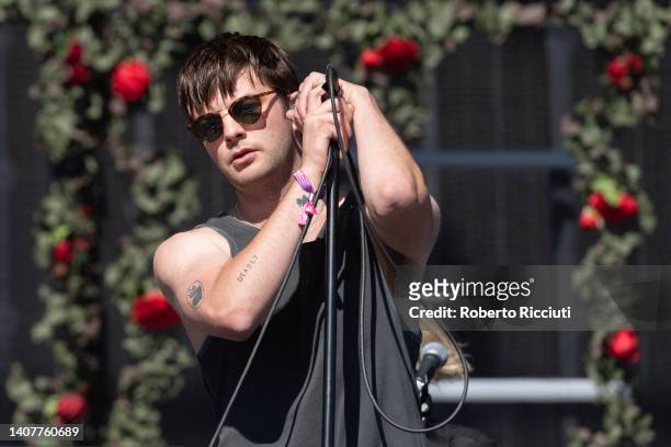Grian Chatten of Fontaines DC performs on stage on the second day of TRNSMT Festival at Glasgow Green on July 09, 2022 in Glasgow, Scotland.
