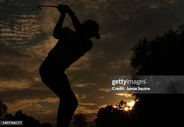 Jacob Bridgeman of the United States plays his tee shot on the second hole during the third round of the Barbasol Championship at Keene Trace Golf...