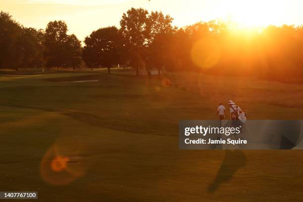Seth Reeves of the United States walks up the first fairway during the third round of the Barbasol Championship at Keene Trace Golf Club on July 09,...