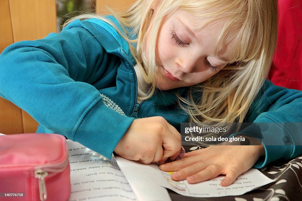 Girl practicing writing