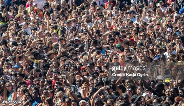 General view of the crowd at the Wireless Festival at the National Exhibition Centre on July 9, 2022 in Birmingham, England.