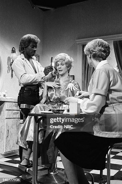 Episode 13 -- Pictured: Eddie Murphy as Dion, Mary Gross as Margorie during the 'My Date with Dion' skit on February 19, 1983 -- Photo by: Al...