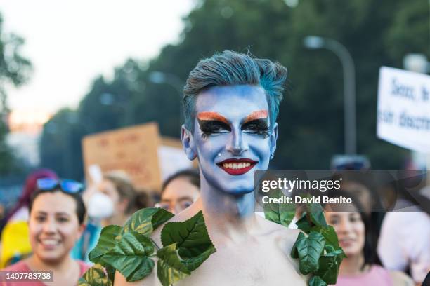 Participante attends Madrid Pride Parade on July 09, 2022 in Madrid, Spain.