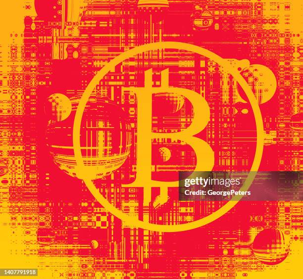 cryptocurrency background with glitch technique - data mining background stock illustrations