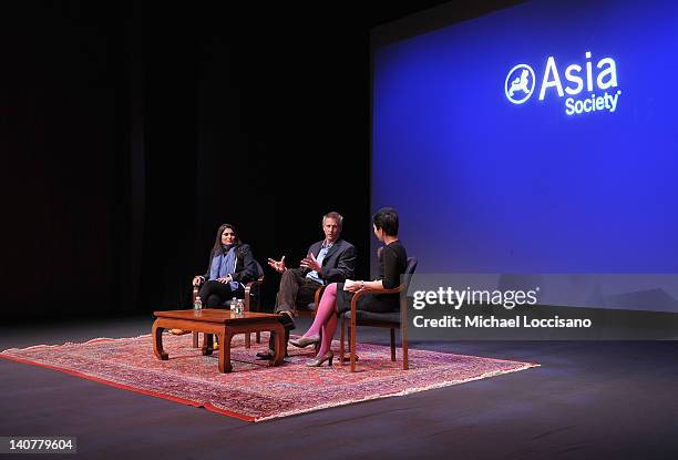 Filmmakers Sharmeen Obaid-Chinoy and Daniel Junge, and Asia Society Cultural Programs Assistant Director/Film Curator La Frances Hui take part in a...