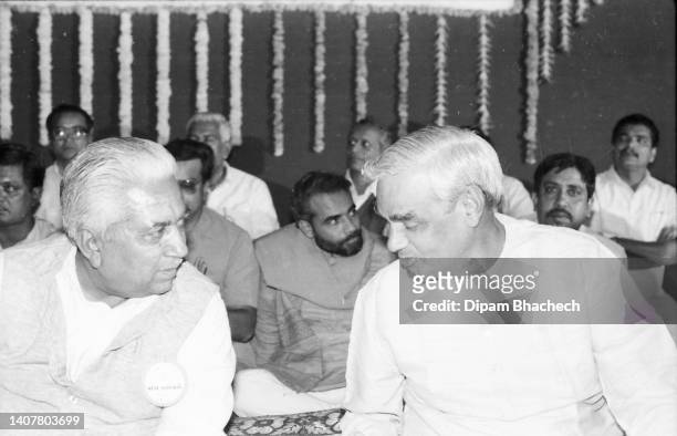Narendra Modi, Prime Minister of India, with Atal Bihari Vajpayee, Ex Prime Minister of India, and Keshubhai Patel, Ex Chief Minister of Gujarat...