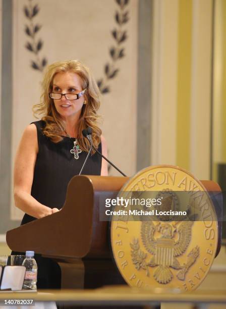 Event MC Kerry Kennedy addresses the audience during the 2012 Jefferson awards for public service at The Pierre Hotel on March 6, 2012 in New York...