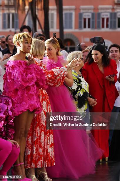 Ariana DeBose, Anna Wintour, Florence Pugh, Laura Pausini attend the Valentino haute couture fall/winter 22/23 fashion show on July 08, 2022 in Rome,...