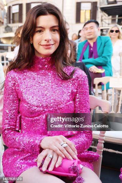 Anne Hathaway attends the Valentino haute couture fall/winter 22/23 fashion show on July 08, 2022 in Rome, Italy.