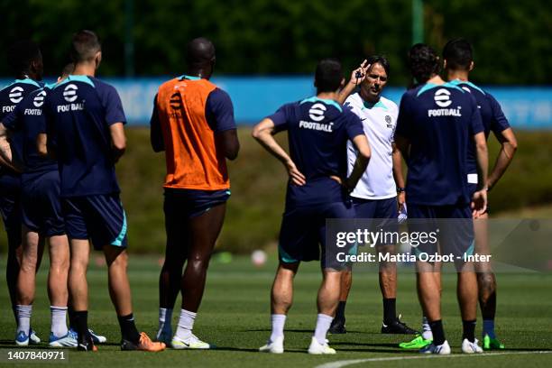 Head Coach Simone Inzaghi of FC Internazionale during the FC Internazionale training session at the club's training ground Suning Training Center on...