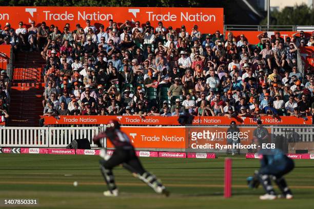 Spectators look on as Somerset bat during the Vitality T20 Blast Quarter Final between Somerset and Derbyshire Falcons at The Cooper Associates...