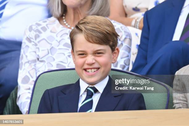 Prince George of Cambridge attends The Wimbledon Men's Singles Final at the All England Lawn Tennis and Croquet Club on July 10, 2022 in London,...