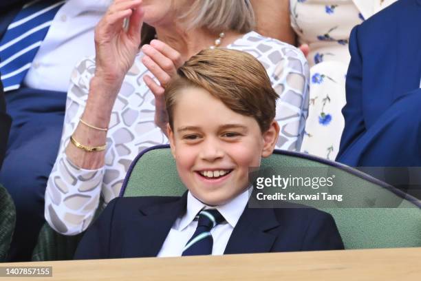 Prince George of Cambridge attends The Wimbledon Men's Singles Final at the All England Lawn Tennis and Croquet Club on July 10, 2022 in London,...