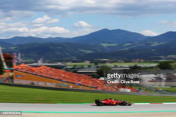 Charles Leclerc of Monaco driving the Ferrari F1-75 on track during the F1 Grand Prix of Austria at Red Bull Ring on July 10, 2022 in Spielberg,...