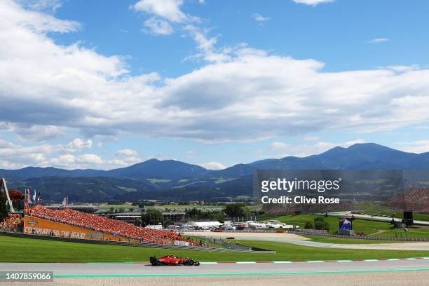 Carlos Sainz of Spain driving the Ferrari F1-75 on track during the F1 Grand Prix of Austria at Red Bull Ring on July 10, 2022 in Spielberg, Austria.