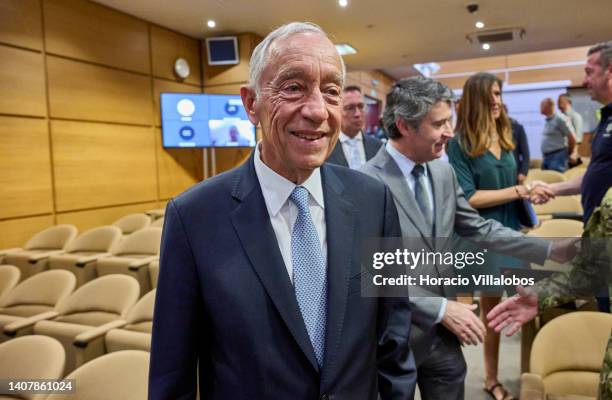 Portuguese President Marcelo Rebelo de Sousa is followed by the Minister for the Internal Administration José Luís Carneiro as he arrives to attend...