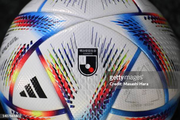 General view.A logo of J.League is printed on the official ball "Al Rihla" of Adidas prior to the J.LEAGUE Meiji Yasuda J2 26th Sec. Match between...