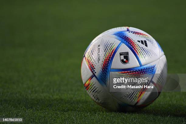 General view.A logo of J.League is printed on the official ball "Al Rihla" of Adidas prior to the J.LEAGUE Meiji Yasuda J2 26th Sec. Match between...