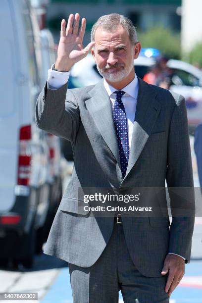 King Felipe VI of Spain pays tribute to victims of terrorism on the 25th anniversary of the death of Miguel Angel Blanco, on July 10, 2022 in Ermua,...