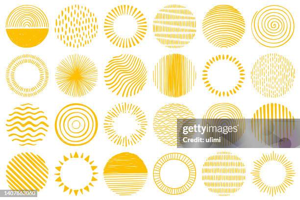 hand drawn circles - cute sun stock illustrations
