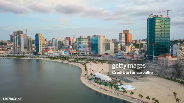 luanda skyline from above - angola stock-fotos und bilder