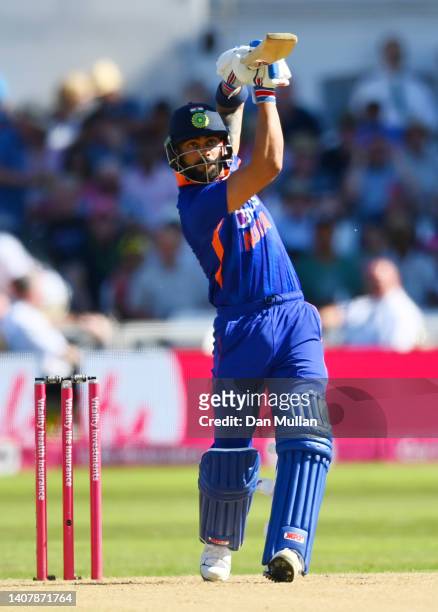 Virat Kohli of India bats during the 3rd Vitality IT20 match between England and India at Trent Bridge on July 10, 2022 in Nottingham, England.