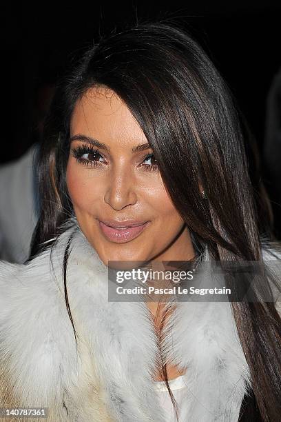 Kim Kardashian attends the Kanye West Ready-To-Wear Fall/Winter 2012 show as part of Paris Fashion Week at Halle Freyssinet on March 6, 2012 in...