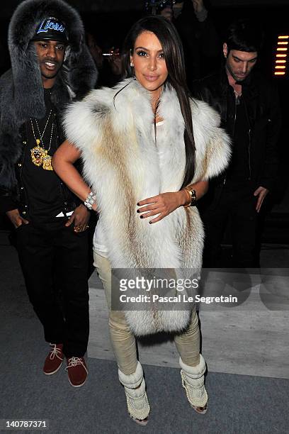 Kim Kardashian attends the Kanye West Ready-To-Wear Fall/Winter 2012 show as part of Paris Fashion Week at Halle Freyssinet on March 6, 2012 in...