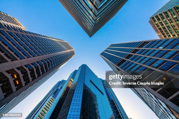 low angle view of the skyscrapers in philadelphia city - insurance stock-fotos und bilder