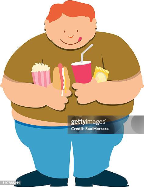 ilustrações, clipart, desenhos animados e ícones de fat boy - bulimia nervosa