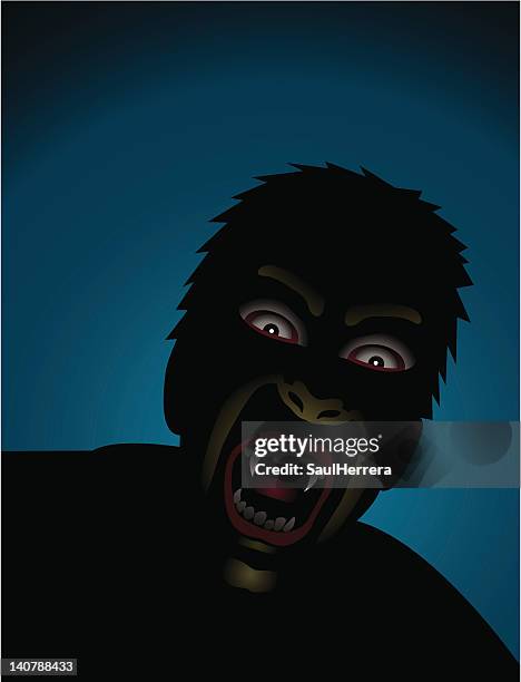 horror face in the dark - vampire silhouette stock illustrations