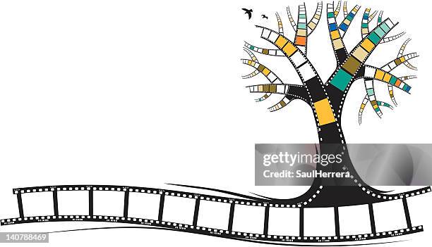 movie or photography filmstrip tree - photographic slide stock illustrations