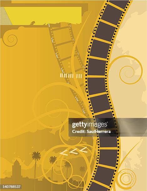 ilustrações, clipart, desenhos animados e ícones de filmstrip cartaz de cinema - beverly hills california