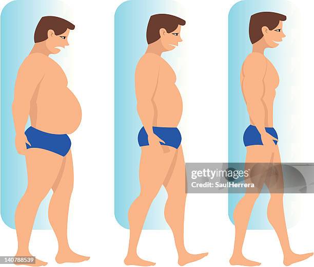 ilustraciones, imágenes clip art, dibujos animados e iconos de stock de fina y fat man - kilogramo