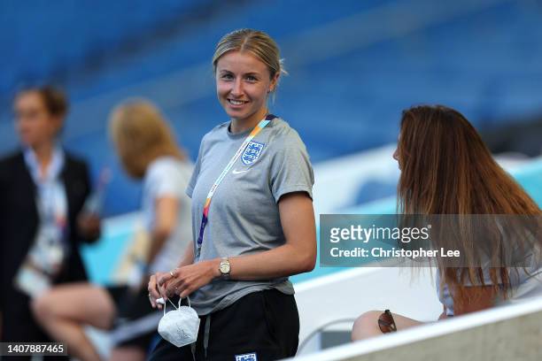Leah Williamson of England during the UEFA Women's Euro England 2022 England Press Conference And Training Session at Brighton & Hove Community...