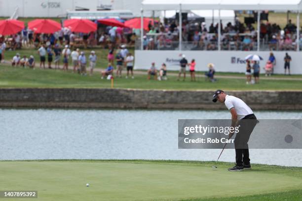 Hurly Long putts on the eighth green during the final round of the Barbasol Championship at Keene Trace Golf Club on July 10, 2022 in Nicholasville,...