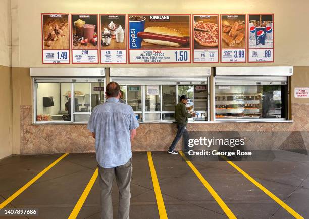 An outdoor food court area at the Costco in the Camino Real Marketplace Shopping Center, located just north of Santa Barbara, is viewed on July 8 in...