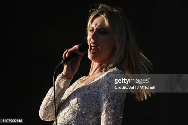 Ellie Rowsell lead vocalist of Wolf Alice performs on the main stage during day three of the TRNSMT Festival at Glasgow Green on July 10, 2022 in...