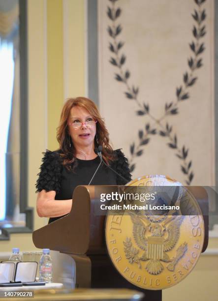 Actress/activist Marlo Thomas presents awards during the 2012 Jefferson awards for public service at The Pierre Hotel on March 6, 2012 in New York...