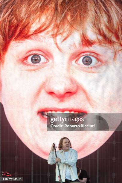 Lewis Capaldi headlines the main stage on the third day of the TRNSMT Festival at Glasgow Green on July 10, 2022 in Glasgow, Scotland.