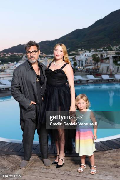 Joe Wright, Virginia Wright and Haley Bennett attend the Ischia Global Fest 2022 on July 10, 2022 in Ischia, Italy.