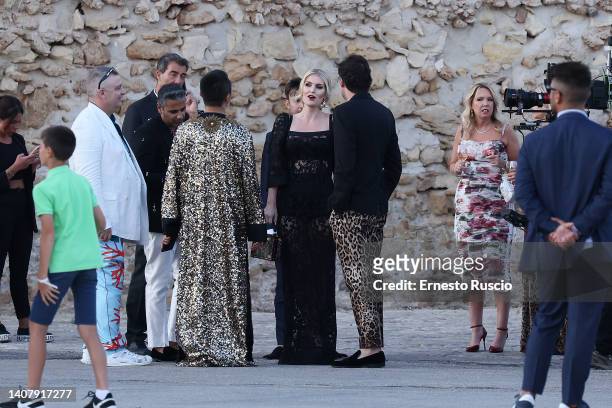 Kitty Spencer is seen the Dolce & Gabbana haute couture fall/winter man 22/23 event at Marzamemi on July 10, 2022 in Siracusa, Italy.
