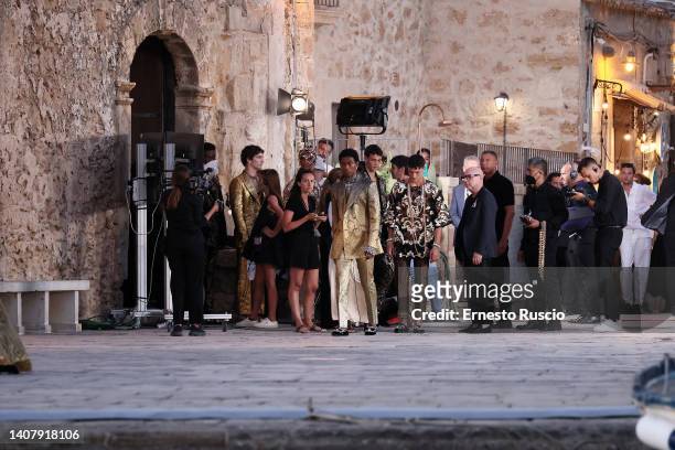 Designers Domenico Dolce and Stefano Gabbana attend the Dolce & Gabbana haute couture fall/winter 22/23 event on July 11, 2022 in Siracusa, Italy.